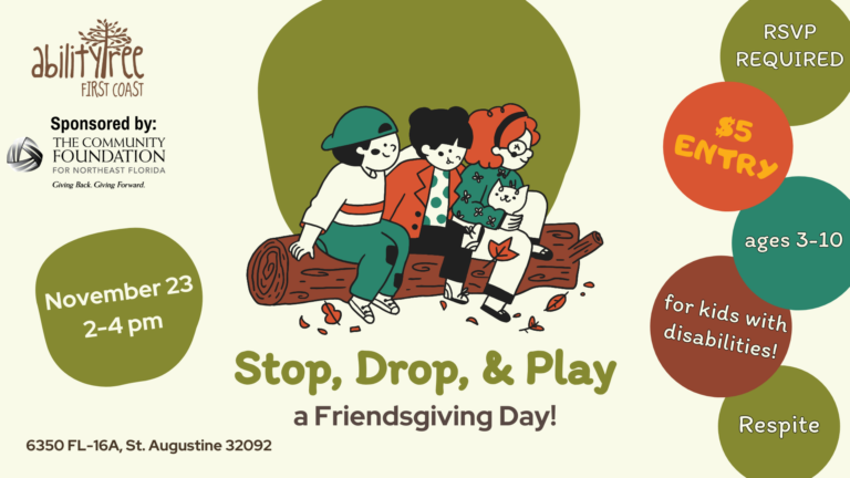 Stop, Drop, & Play a Friendsgiving Day! Nov 23rd, 2-4PM RSVP required $5 entry ages 3-10 respite